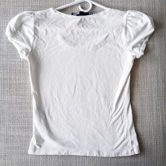 LOVE MOSCHINO White Round Neck Top | Size 8 - Picture 4 of 6